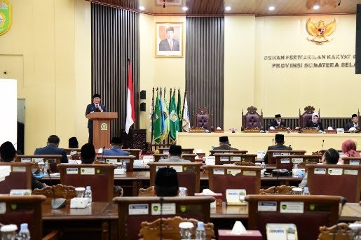 Gubernur Sumsel; Ir. H. Herman Deru pada Rapat Paripurna LIV di Ruang Rapat Paripurna DPRD Sumsel, Rabu (31/8/2022).