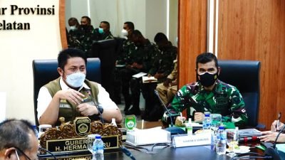 Herman Deru saat paparan Karya Bakti Skala Besar di Wilayah Kodim 0403/OKU oleh Aster Kasdam II/Sriwijaya di ruang rapat Gubernur Sumsel, Senin (5/7/2021). 