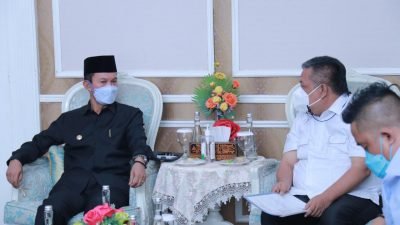 Ketua KONI kota Palembang, Anton Nurdin usai melakukan kegiatan Audiensi bersama Walikota Palembang, H. Harnojoyo di Rumah Dinas Walikota, Jalan Tasik Palembang, Kamis 26 Agustus 2021.