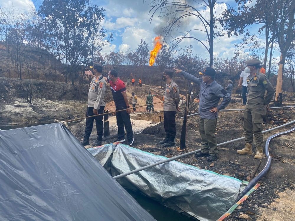 Lokasi ledakan sumur minyak ilegal Musi Banyuasin