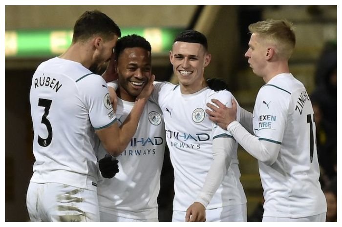 Selebrasi Pemain Manchester City Usai Mencetak Gol (Bola.co)