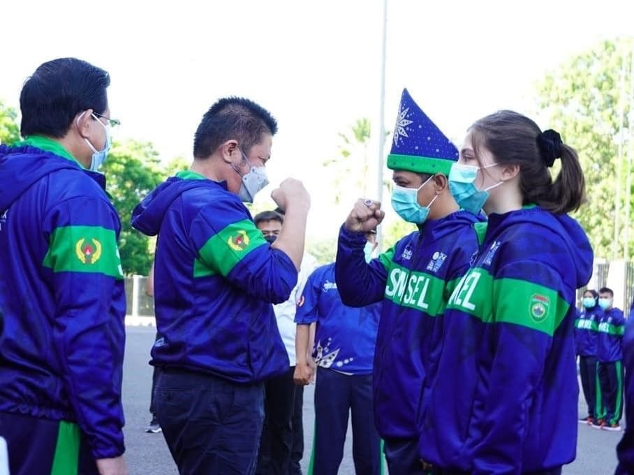 Gubernur Sumsel Herman Deru melakukan pelepasan kontingen Sumatra Selatan untuk mengikuti PON XX Papua di akabaring Sport City, Rabu (15/9).