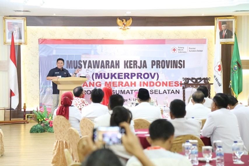 Gubernur Sumatera (Sumsel) yang juga sebagai  Pelindung Palang Merah Indonesia (PMI) Sumsel  H Herman Deru membuka Musyawarah Kerja Provinsi (Mukerprov) PMI  Sumsel Tahun 2022