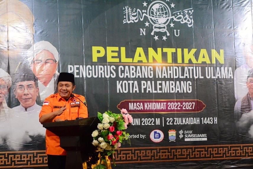 Herman Deru menghadiri Pelantikan  Pengurus Cabang Nahdatul Ulama (PCNU) Kota Palembang, masa Khidmat 2022-2027 bertempat di Ballroom Hotel Swarna Dwipa Palembang, Rabu (22/6).