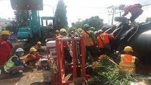 Proyek galian IPAL di kota Palembang.