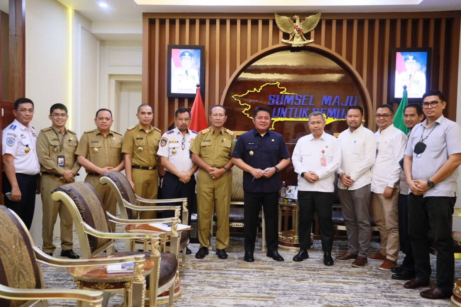 Gubernur Sumsel H. Herman Deru menerima audiensi Executive General Manager Angkasa Pura II dalam rangka silaturahmi pejabat baru Angkasa Pura II