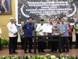 Pemkab Banyuasin Raih Penganugerahan Predikat Kepatuhan Standar Pelayanan Publik Tahun 2022