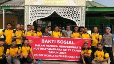 HUT Bhayangkara Ke- 77, Polsek Indralaya Gelar Baksos 
