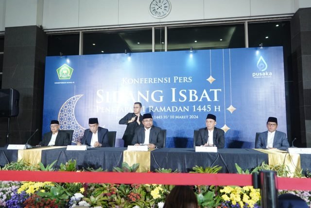 konferensi pers yang digelar usai Sidang Isbat Penetapan 1 Ramadan 1445 H.