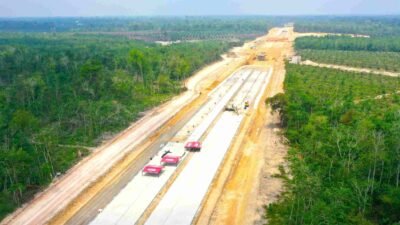 Foto Udara Pembangunan Jalan Tol Bayung Lencir - Tempino Seksi 1. (Foto : Satker Jalan Bebas Hambatan Prov. Sumsel)