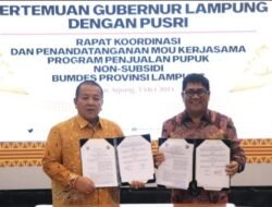 Fasilitasi Petani, PT Pusri Palemban Gubernur Lampungg MoU dengan