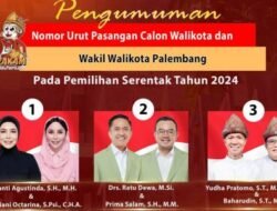 Debat Perdana Paslon di Pilkada Palembang 2024 Digelar 22 Oktober 2024