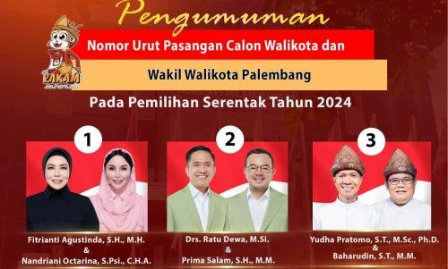 Debat Perdana Paslon di Pilkada Palembang 2024 Digelar 22 Oktober 2024