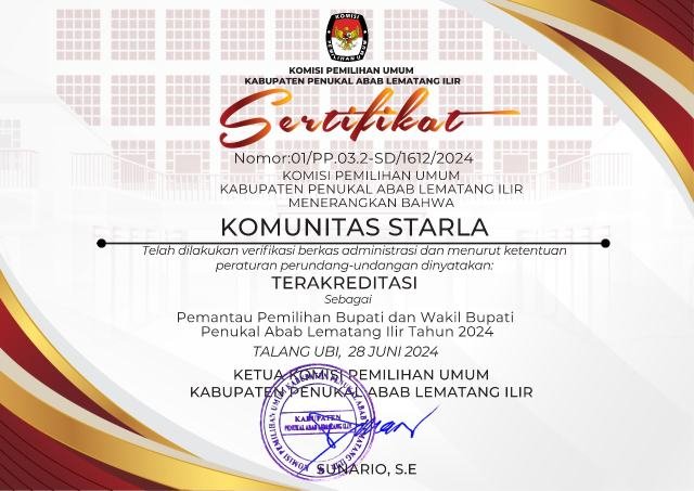 Sertifikat Komunitas Starla