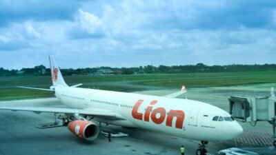 Pesawat Lion Air saat mendarat di Bandara SMB II Palembang (sumber - halopos.id)