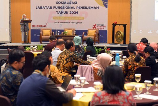 Pusat Pembinaan Penerjemah (Pusbinter) Sekretariat Kabinet menggelar kegiatan Sosialisasi Jabatan Fungsional Penerjemah Tahun 2024, Rabu (06/11/2024). (Foto: Humas Setkab/Rahmat)