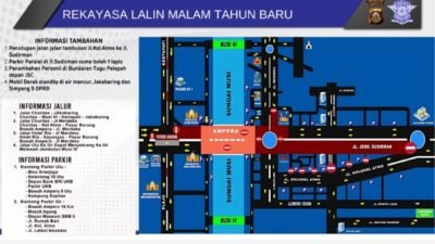 Skema rekayasa lalu lintas jalan yang bisa dilalui saat malam pergantian tahun. (Foto: Humas Polrestabes Palembang).