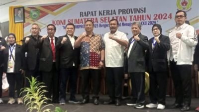 Komite Olahraga Nasional Indonesia (KONI) Provinsi Sumatera Selatan menggelar Rapat Kerja Provinsi. (Foto : Halopos.id)