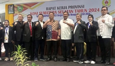 Komite Olahraga Nasional Indonesia (KONI) Provinsi Sumatera Selatan menggelar Rapat Kerja Provinsi. (Foto : Halopos.id)