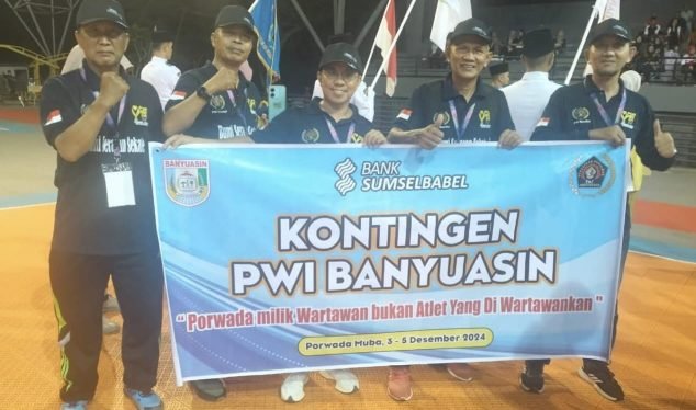 PWI Banyuasin saat mengikuti Pekan Olahraga Wartawan Daerah di Musi Banyuasin.