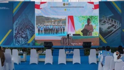 Presiden Republik Indonesia Prabowo Subianto meresmikan Pembangkit Listrik Tenaga Air (PLTA) Asahan 3 yang berada di Kecamatan Aek Songsongan Kabupaten Asahan melalui Zoom, Senin (20/01/2025). (Foto: Kominfo Asahan)