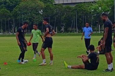 Pemain Sriwiijaya FC saat latihan. (Foto :Sriwijaya FC) 