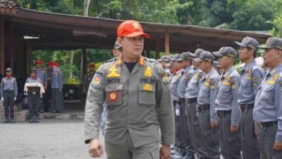 Satpol PP Kota Yogyakarta saat melakukan latihan Satgas Linmas. (Foto : Satpol PP Yogyakarta)