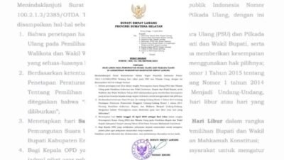 Empat Lawang Tetapkan 19 April Sebagai Hari Libur Khusus PSU/ist