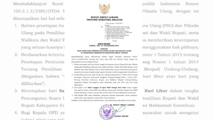 Empat Lawang Tetapkan 19 April Sebagai Hari Libur Khusus PSU/ist