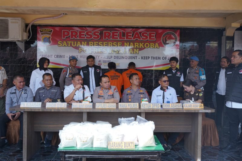 press release terkait kasus narkoba di Polres Asahan, Rabu (16/04/2025).