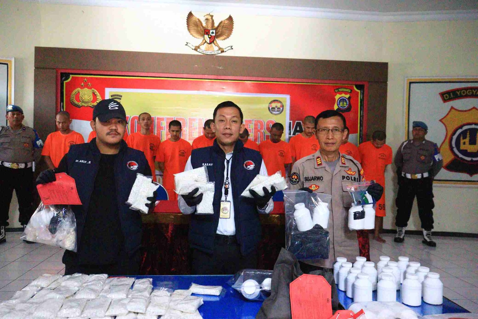 Satresnarkoba Polresta Yogyakarta saat paparan ungkapan kasus di Polresta Yogyakarta (Foto : Humas Polresta Yogyakarta)