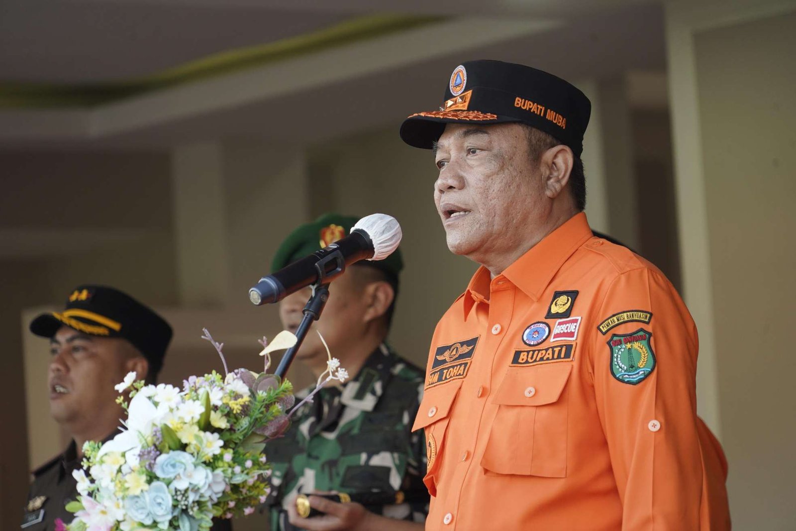 Bupati Musi Banyuasin H. M. Toha, SH memimpin langsung Apel Kesiapsiagaan Personil dan Peralatan Penanggulangan Karhutbunlah