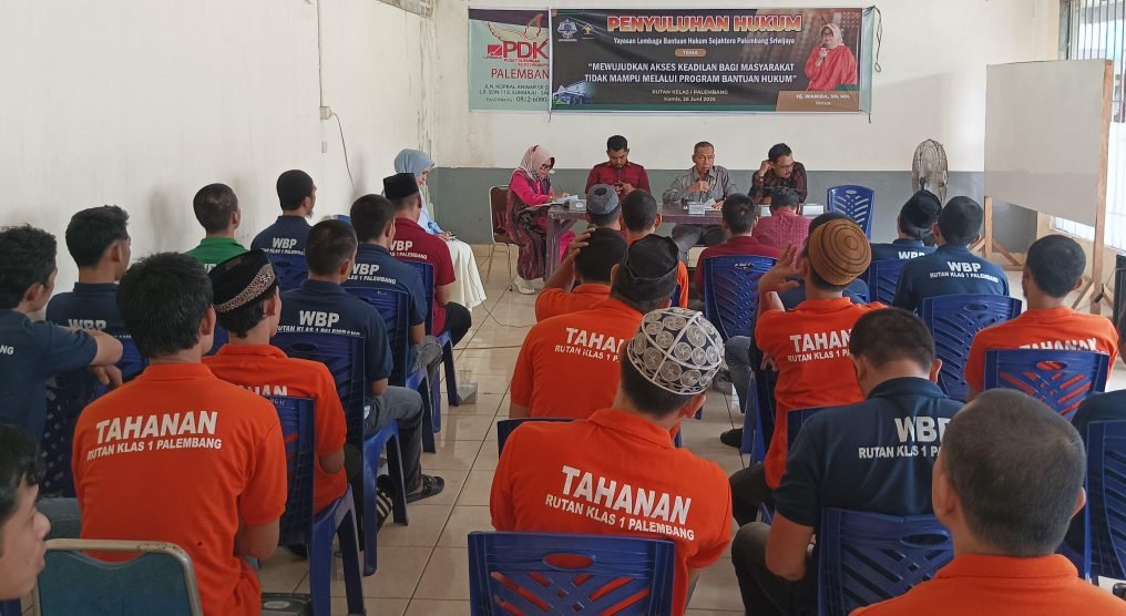 Rumah Tahanan Negara (Rutan) Kelas I Palembang bekerja sama dengan Yayasan Lembaga Bantuan Hukum (LBH) Sejahtera Palembang Sriwijaya menyelenggarakan kegiatan Penyuluhan Hukum bagi Warga Binaan Pemasyarakatan