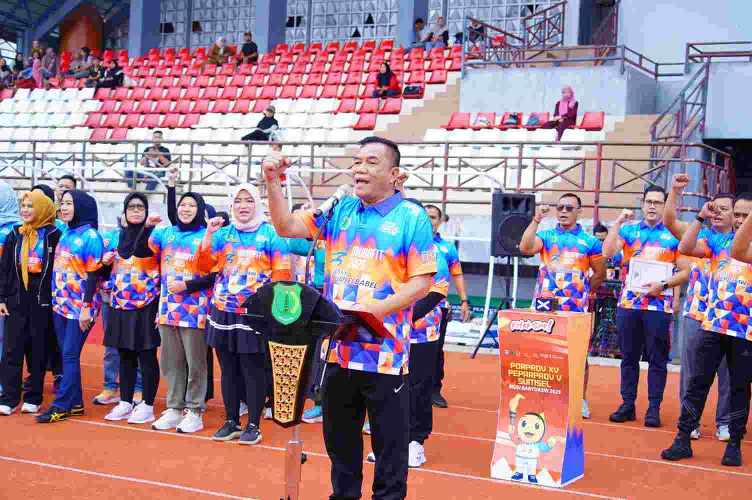 Peringati Haornas, Bupati Toha Tohet dan Ribuan Masyarakat Muba Senam Sehat Bersama