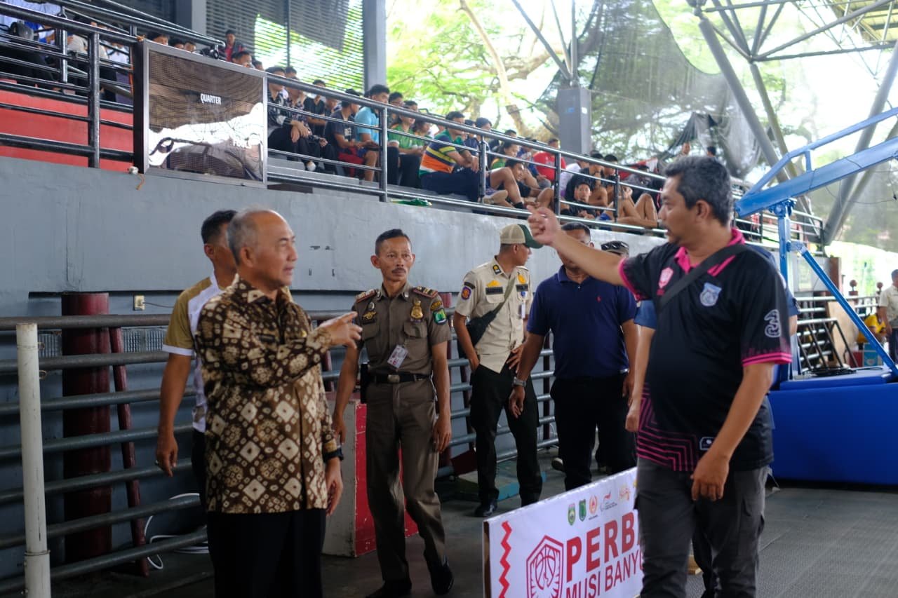 Sekretaris Daerah Apriyadi Kamis (16/10/2025) siang mengecek beberapa venue tempat pelaksanaan Porprov Sumsel XV