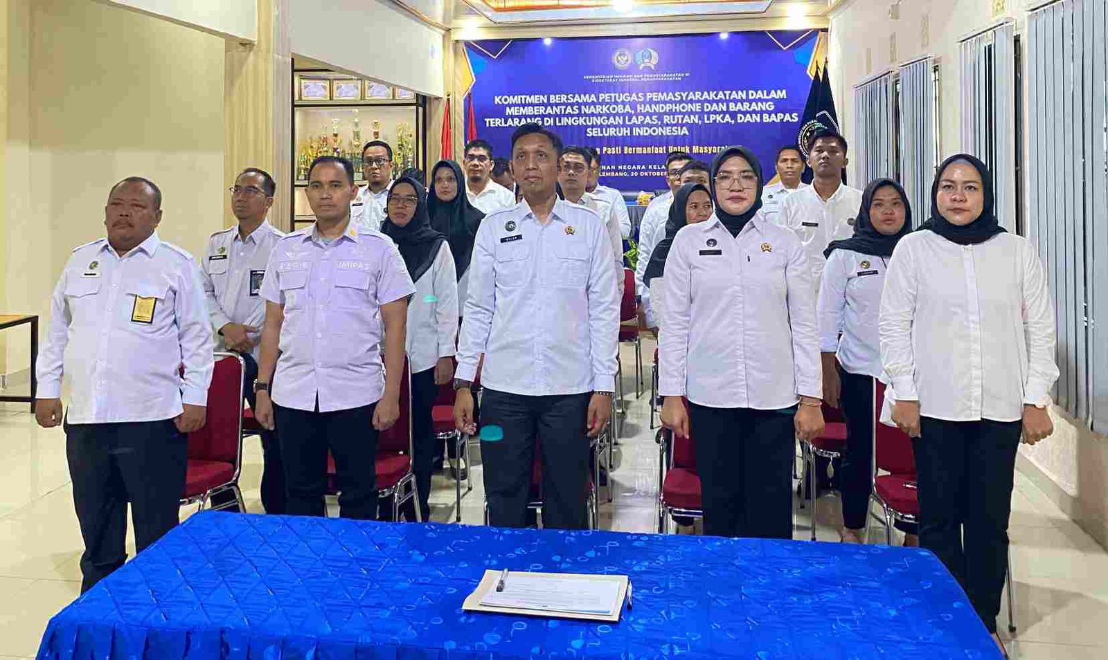 Rutan Kelas I Palembang Ikuti Zoom Penandatanganan Komitmen Bersama Petugas Pemasyarakatan Seluruh Indonesia