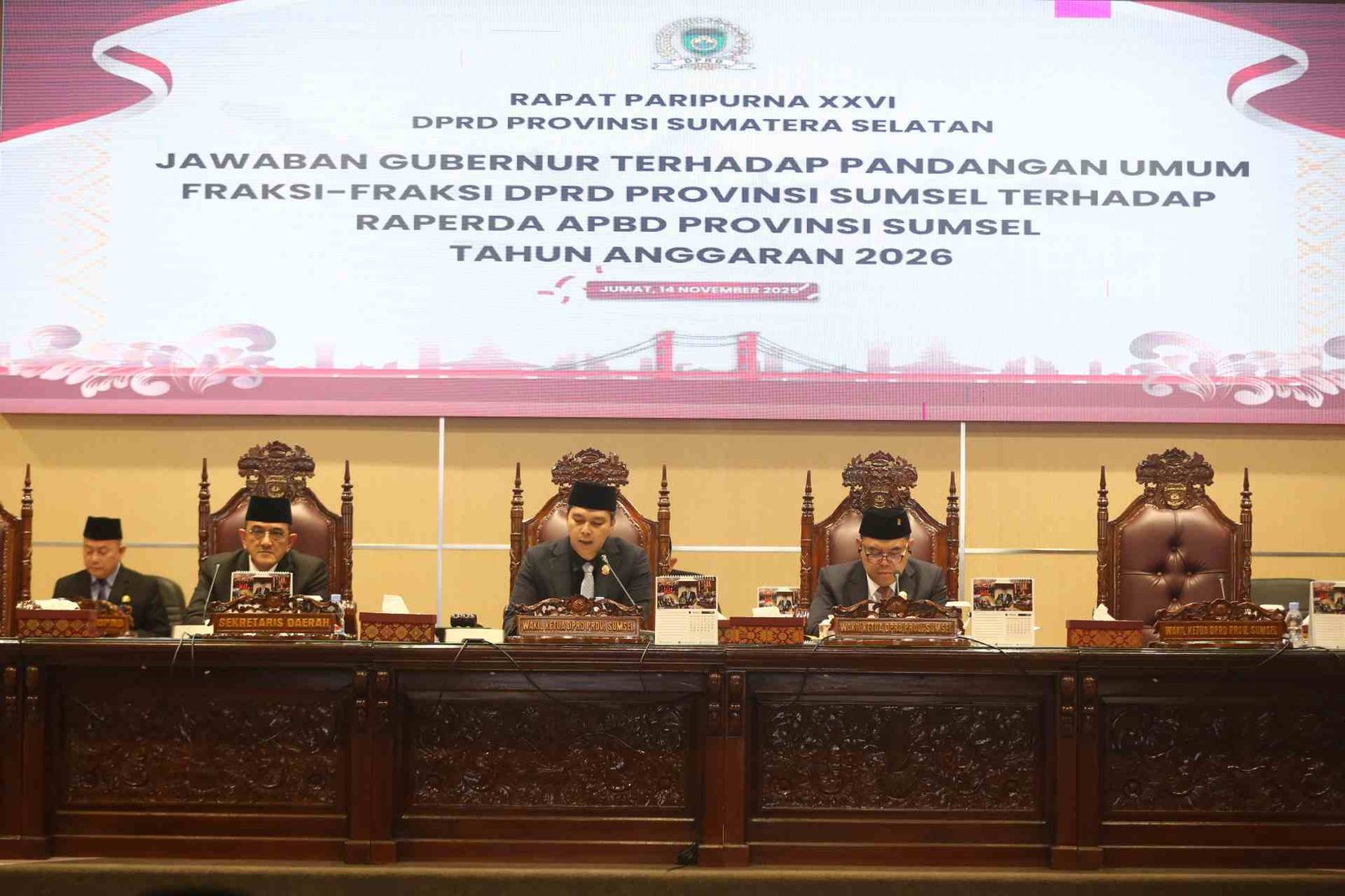 Rapat Paripurna ke-XXVI DPRD Sumsel yang berlangsung di Ruang Rapat Paripurna DPRD Sumsel, Jumat (14/11/2025).