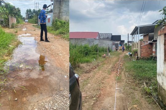 Plt. Kepala Dinas Pekerjaan Umum dan Penataan Ruang (PUPR) Kota Palembang Kemas Haikal melalui Rustam selaku Pejabat Pembuat Komitmen (PPK) Dinas PUPR Kota Palembang langsung terjunkan tim ke lokasi, Senin (17/11/2025).