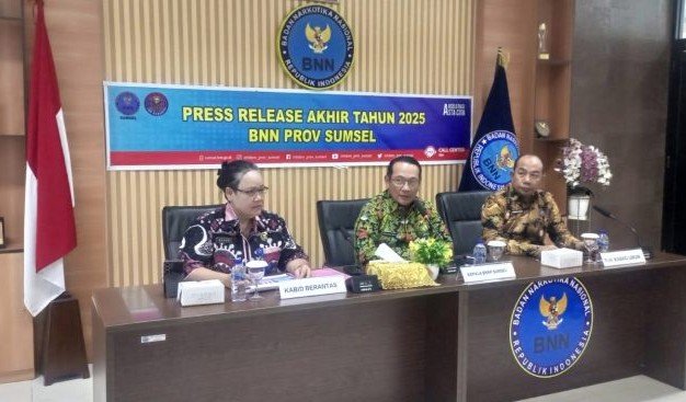 Badan Narkotika Nasional (BNN) Provinsi Sumatera Selatan, mengelar Press release akhir tahun 2025
