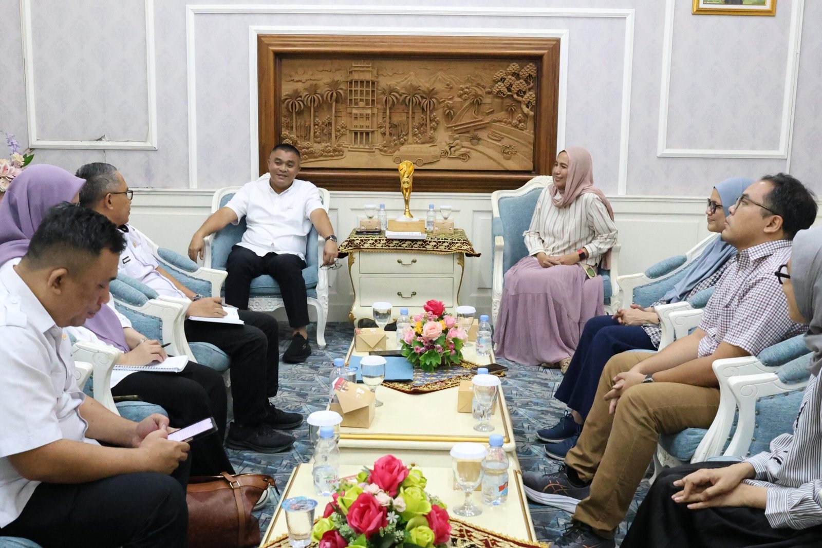 Sekda Palembay Aprizal saat menerima audiensi Tim DEN 401 FK Unsri pada Rabu (14/1/2026).