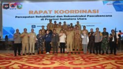Kasatgas Pimpin Rakor Percepatan Rehabilitasi dan Rekonstruksi Pascabencana di Sumatera Utara