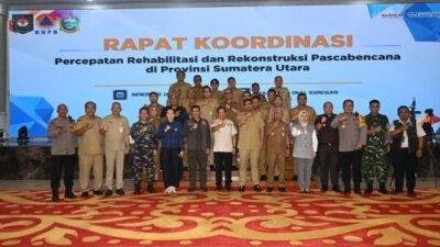 Kasatgas Pimpin Rakor Percepatan Rehabilitasi dan Rekonstruksi Pascabencana di Sumatera Utara