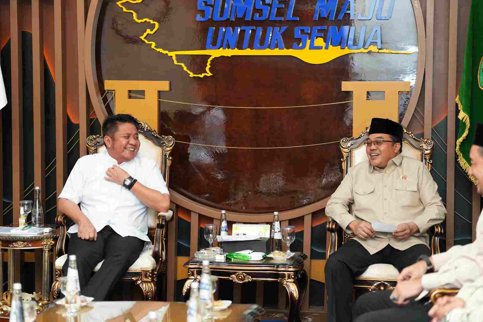 Gubernur Sumatera Selatan (Sumsel) Dr. H. Herman Deru menerima kunjungan silaturahmi Kepala Kantor Wilayah (Kakanwil) Kementerian Haji dan Umrah Provinsi Sumsel