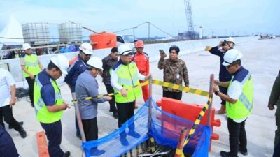 progres pembangunan Jembatan Musi V di kawasan Pulokerto, Gandus, Palembang, Jumat (6/2/2026).