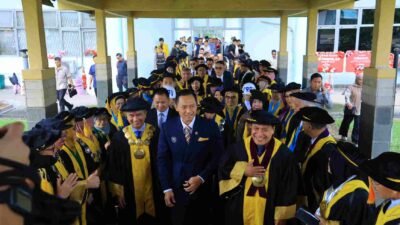 Menteri Koordinator (Menko) Bidang Infrastruktur dan Pembangunan Kewilayahan RI, Agus Harimurti Yudhoyono (AHY), menghadiri Wisuda ke-182 Universitas Sriwijaya (Unsri) di Indralaya, Kabupaten Ogan Ilir, Rabu (11/2/2026).