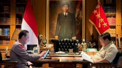 Pertemuan Presiden Prabowo Subianto dengan Kapolri Jenderal Listyo Sigit Prabowo di kediaman pribadi Presiden, Hambalang, Kabupaten Bogor. (Foto: Istimewa)