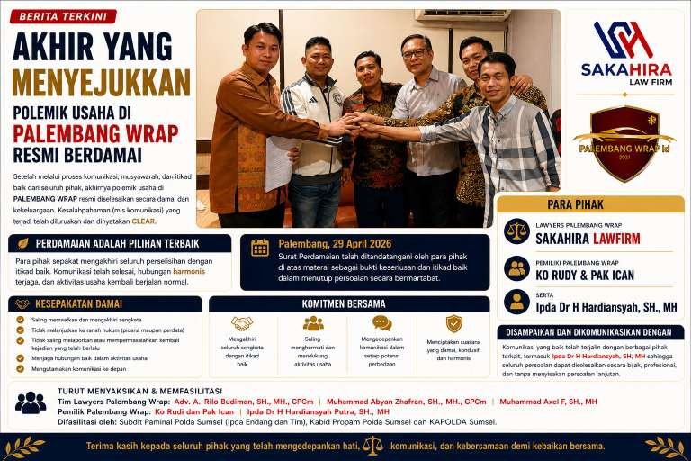 Akhir Damai Polemik “Palembang Wrap”: Para Pihak Sepakat Tutup Sengketa Secara Kekeluargaan