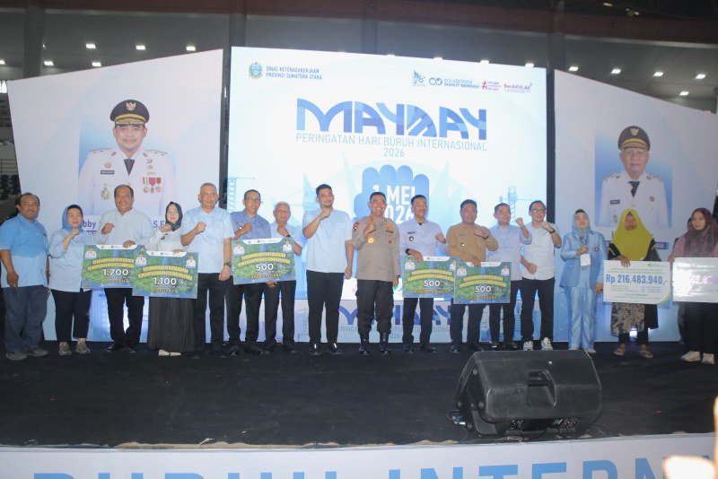 1.700 Pekerja Asahan Terima Kartu BPJS Ketenagakerjaan di Peringatan May Day Sumut 2026