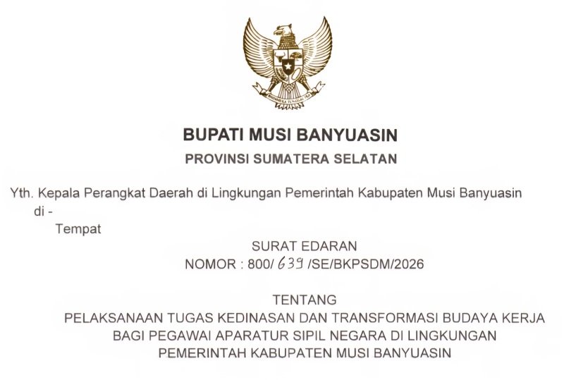 Pemkab Muba Resmi Terapkan WFH Setiap Jumat untuk ASN, Pelayanan Publik Tetap Jadi Prioritas Utama