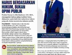 Desakan Tes Urine Terhadap Wakil Wali Kota Palembang Harus Berdasarkan Hukum, Bukan Opini Publik